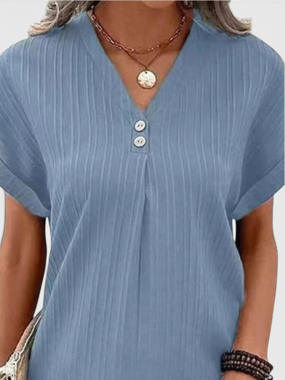 Full Size Casual V-Neck Short Sleeve Dress Plus Size
