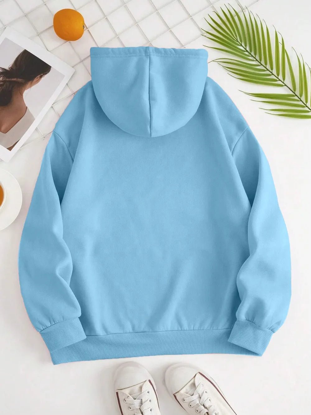 Drawstring Dropped Shoulder Hoodie - Rochelle's House LLC