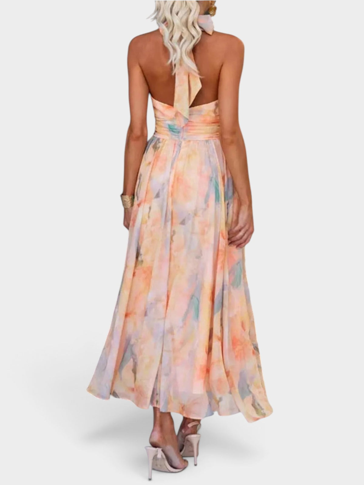 Full Size Halter Neck Floral Print Maxi Dress Plus Size