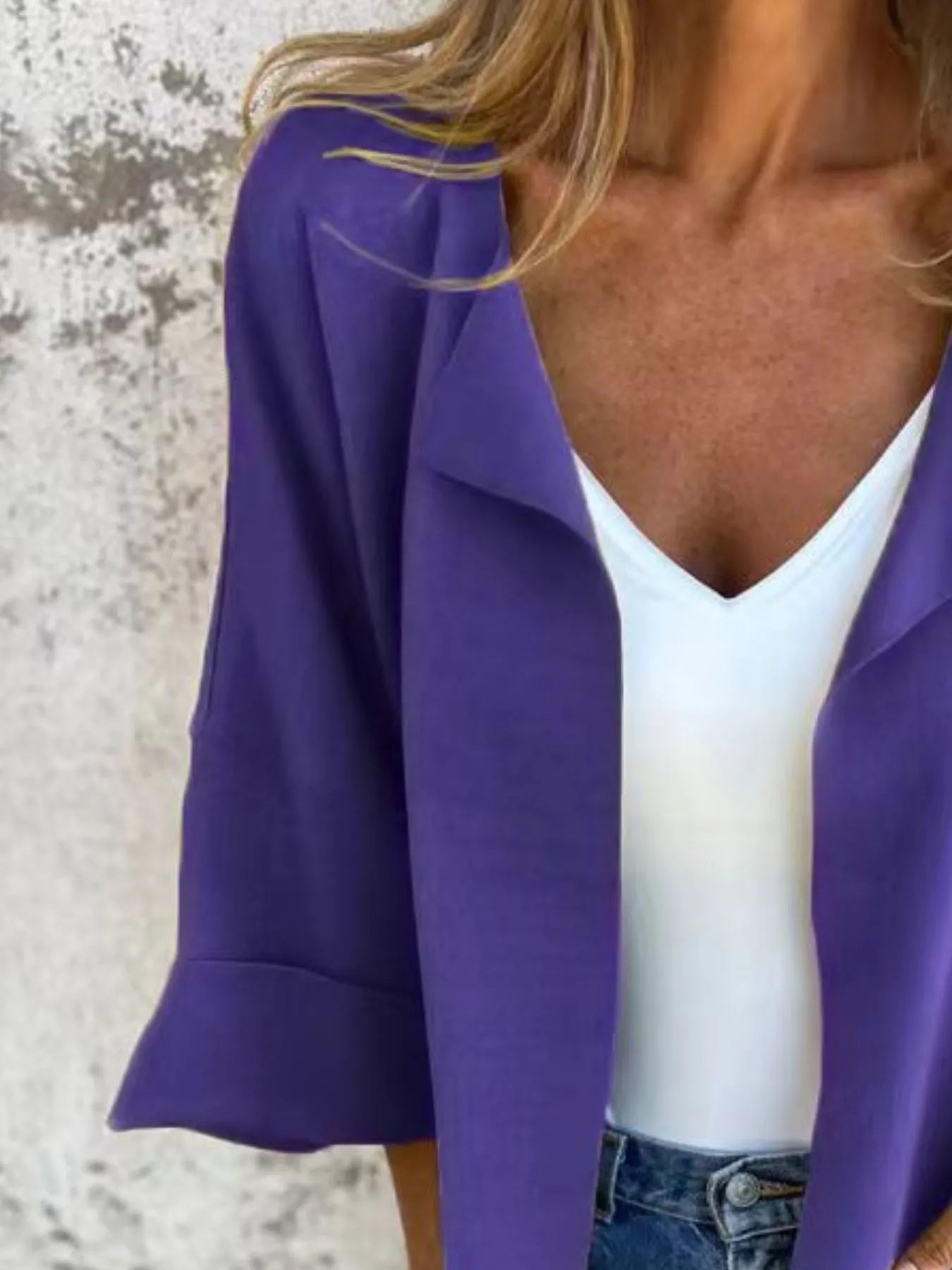 Full Size Open Front 3/4 Sleeve Cardigan Plus Size - Rochelle's House LLC