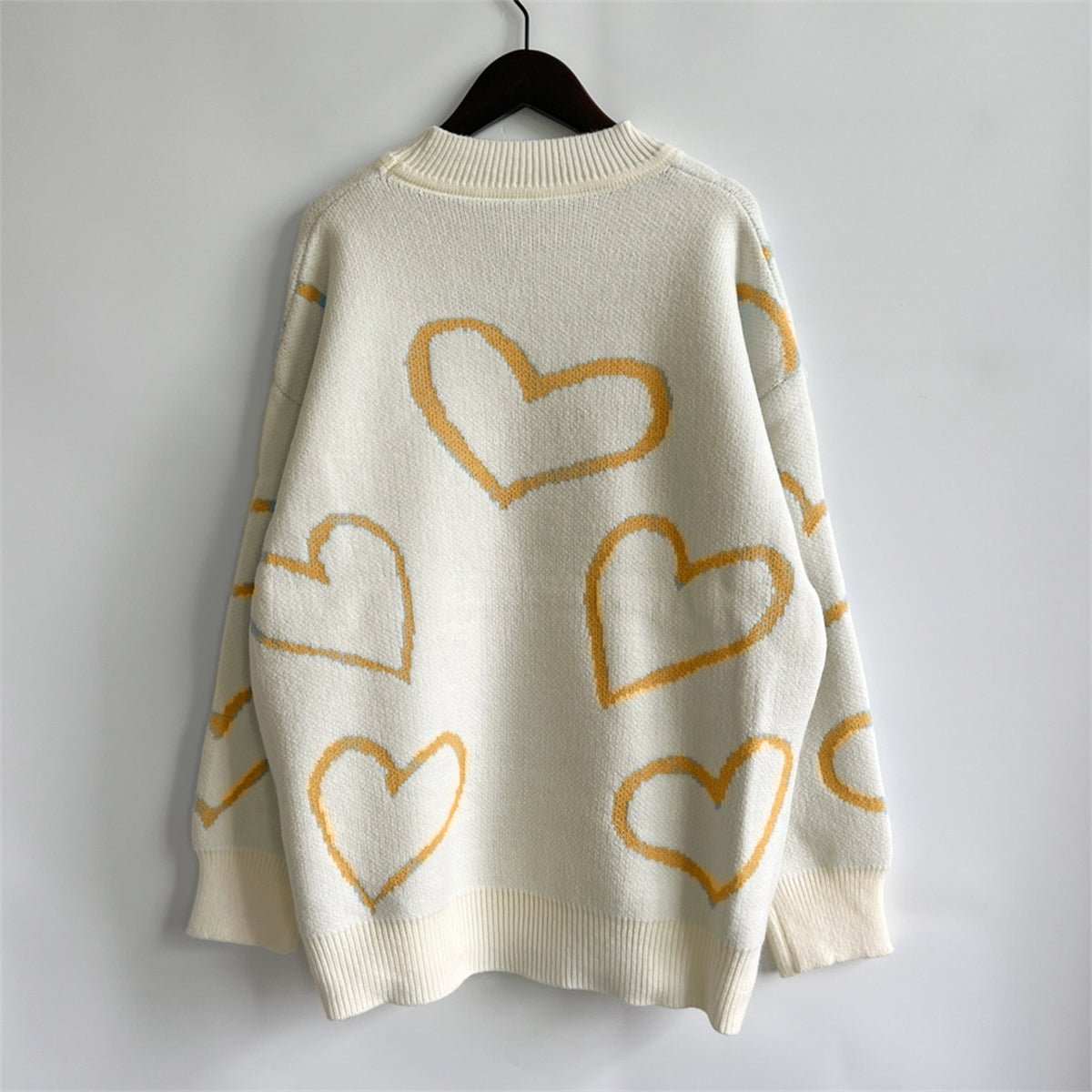 Heart Pattern Long Sleeve Sweater - Rochelle's House LLC