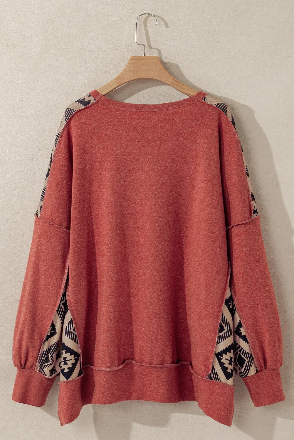 Plus Size Geometric Round Neck Long Sleeve Sweatshirt - Rochelle's House LLC