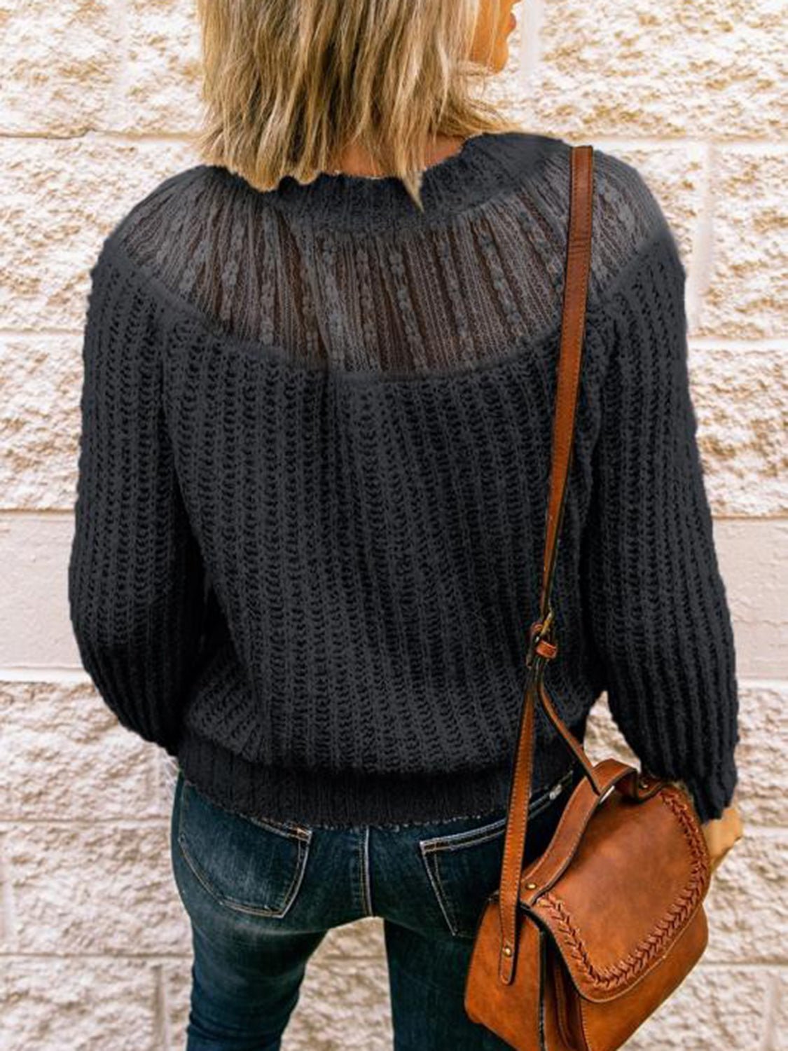 Round Neck Rib - Knit Sweater - Rochelle's House LLC