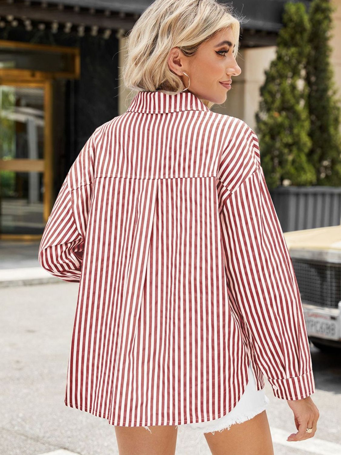 Striped Button Up Long Sleeve Shirt - Rochelle's House LLC