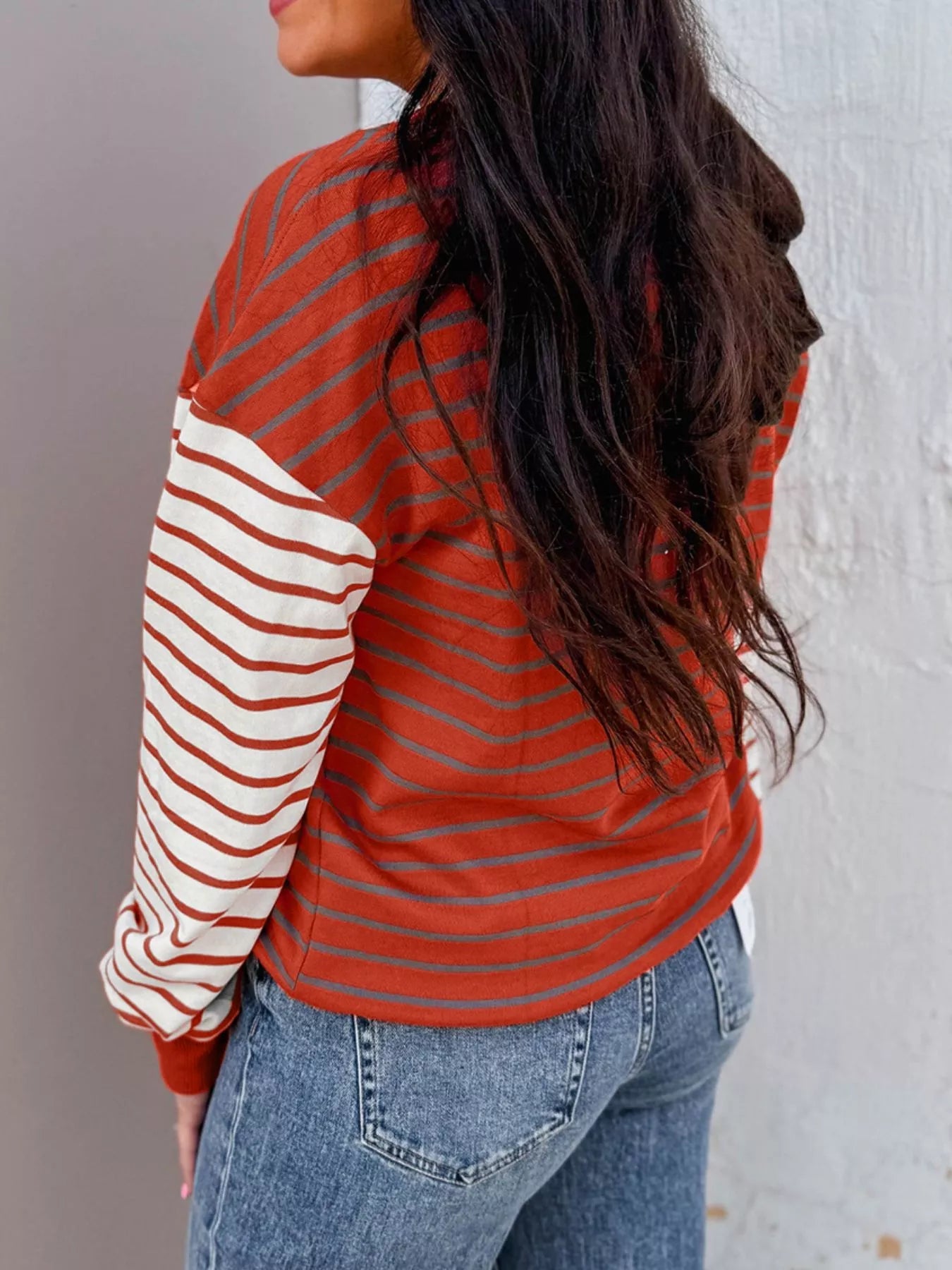 Striped Color Block Long Sleeve Sweatshirt - Rochelle's House LLC