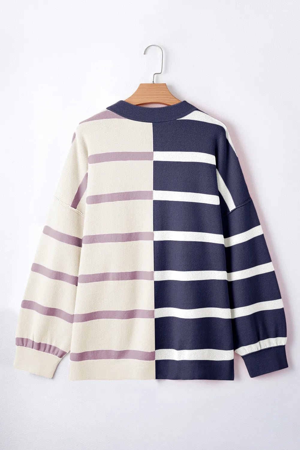 Striped Round Neck Long Sleeve Knit Top - Rochelle's House LLC