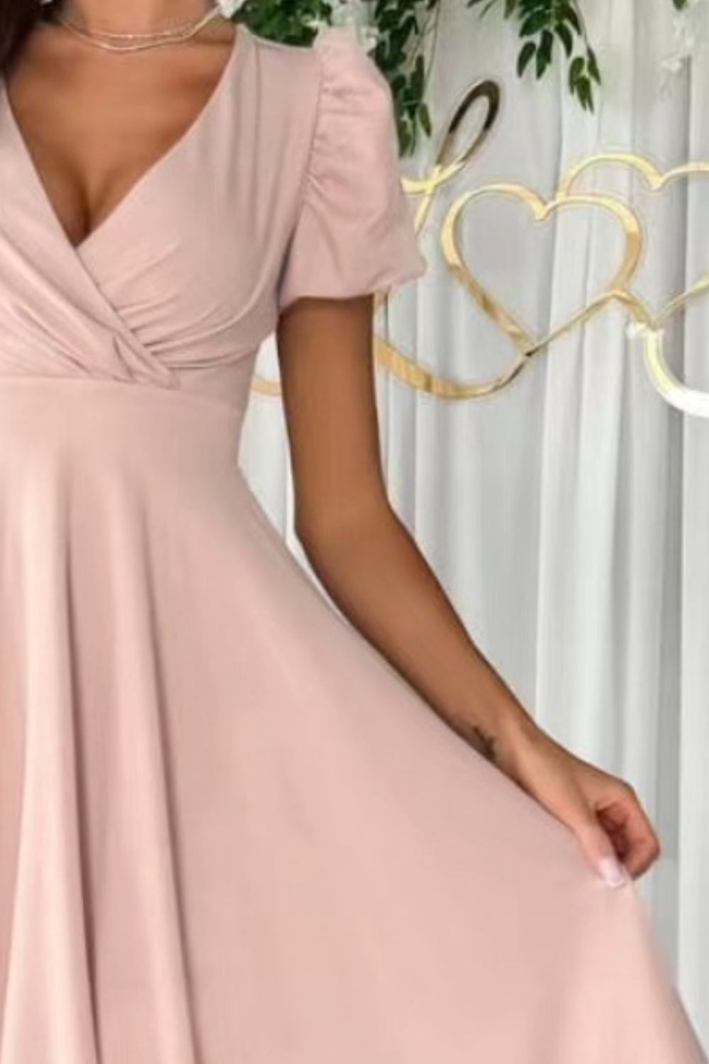 Surplice Puff Sleeve Midi Dress - Rochelle's House LLC