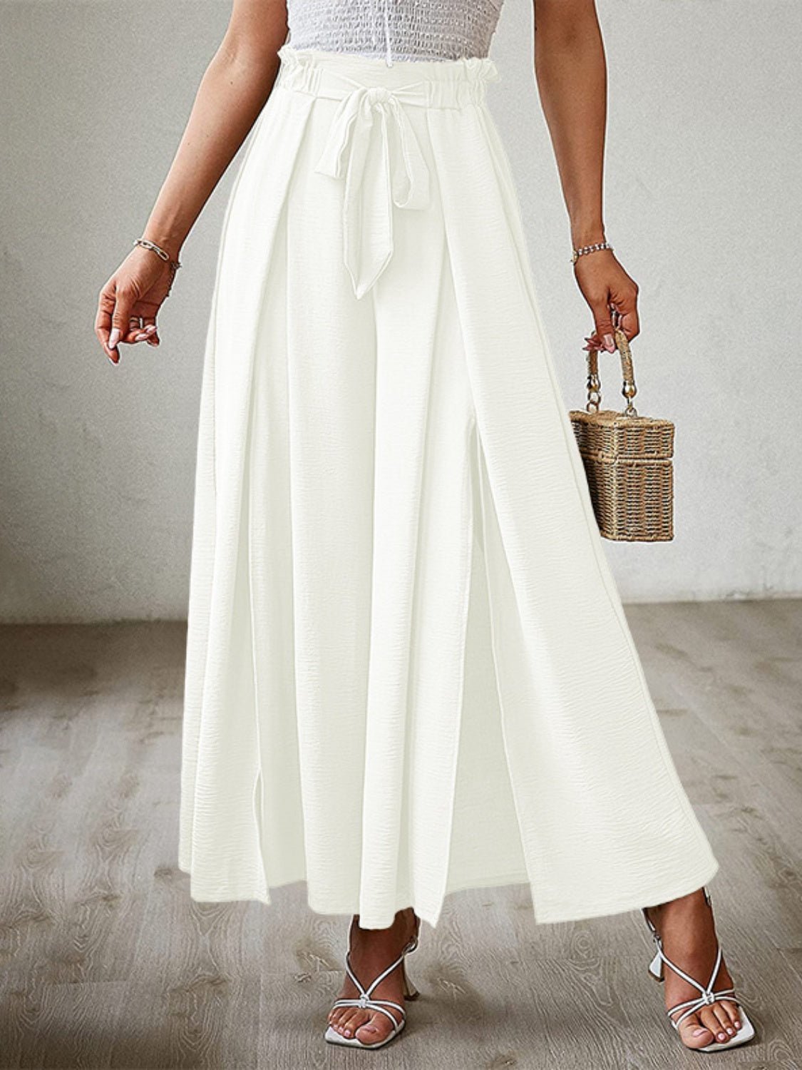 Tied Slit Wide Leg Pants main image 0