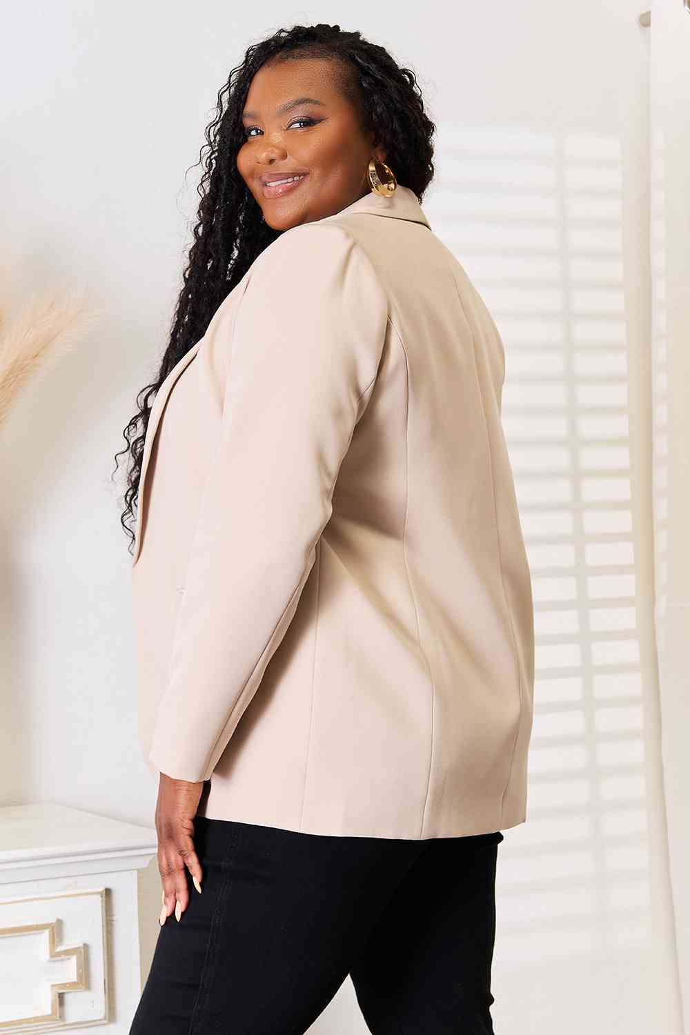 Double Take Shawl Collar Long Sleeve Blazer - Rochelle's House LLC