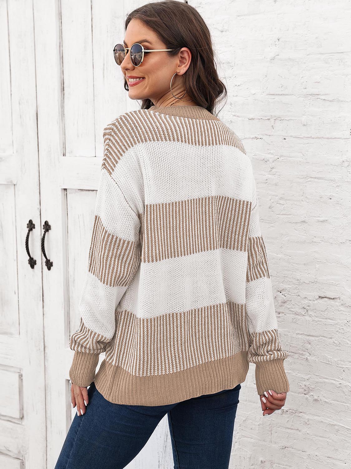 Full Size Round Neck Drop Shoulder Sweater - Rochelle's House LLC