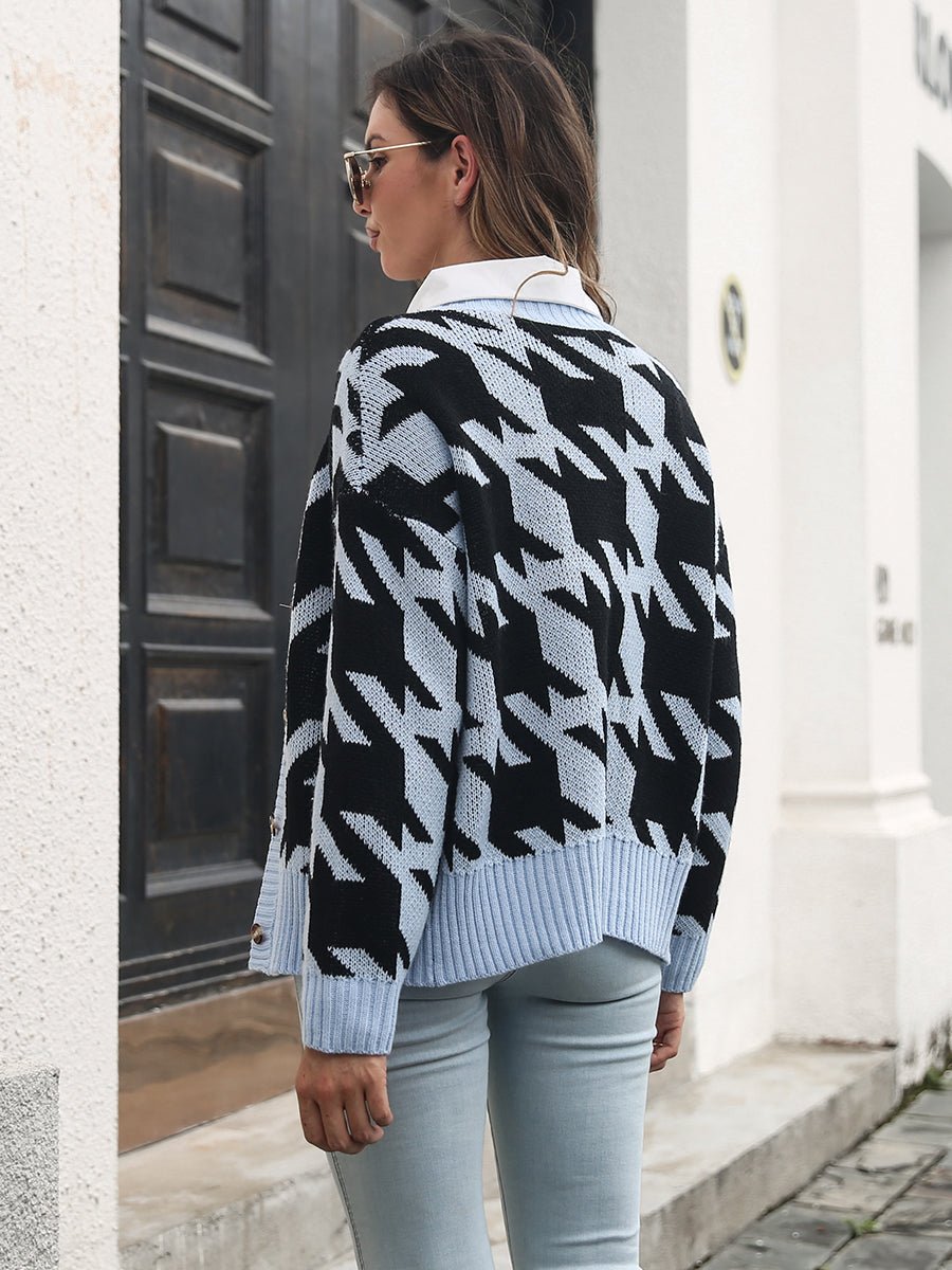 Houndstooth Button Down Cardigan - Rochelle's House LLC