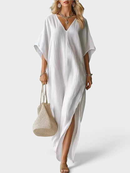 Full Size V-Neck Maxi Dress with Side Slits Plus Size