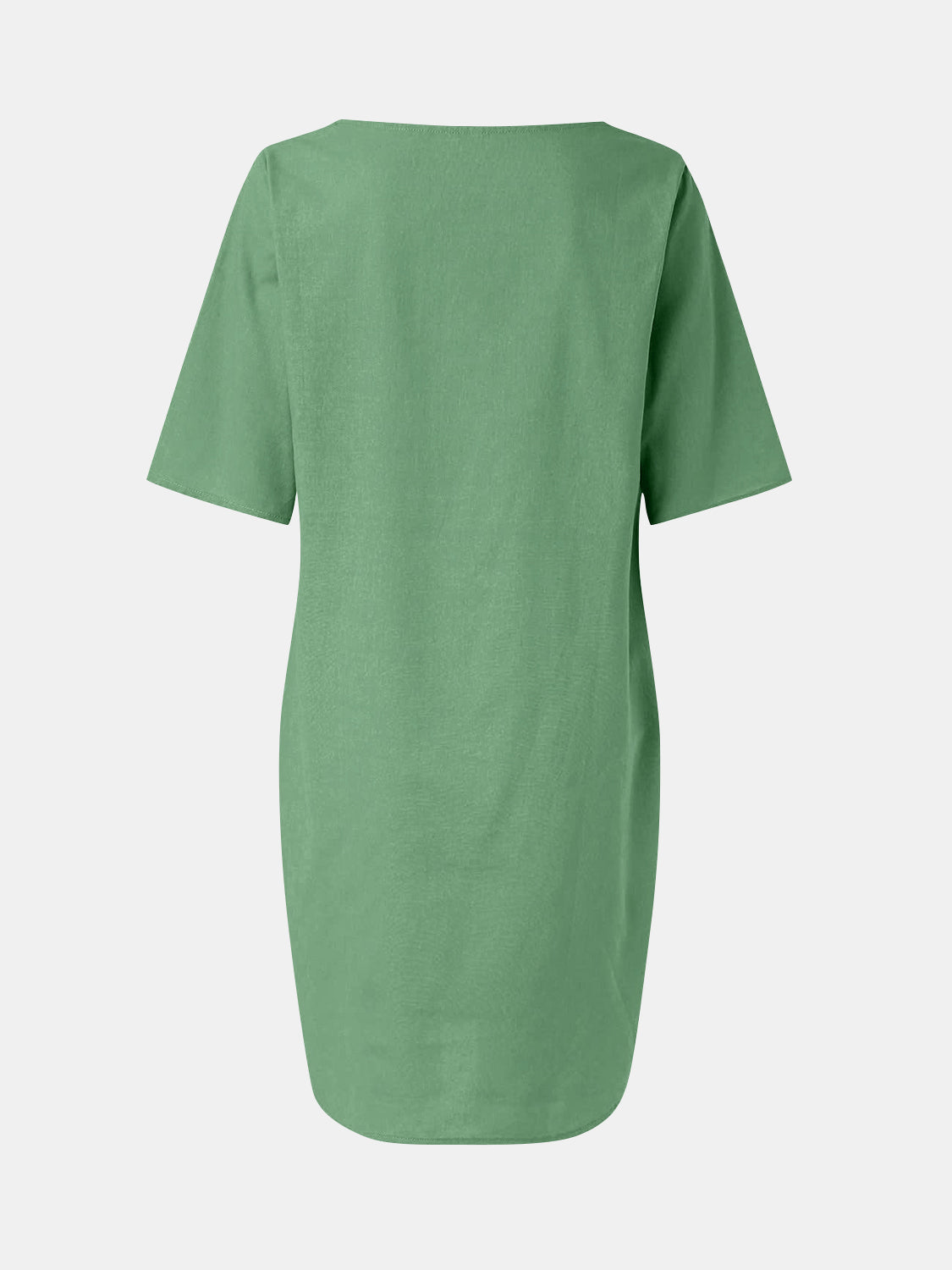 Full Size Round Neck Half Sleeve Dress with Pockets