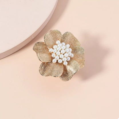 18K Gold - Plated Pearl Flower Ring - Rochelle's House LLC