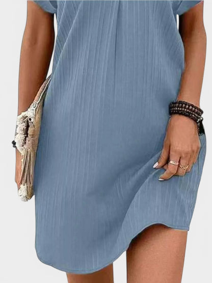 Full Size Casual V-Neck Short Sleeve Dress Plus Size