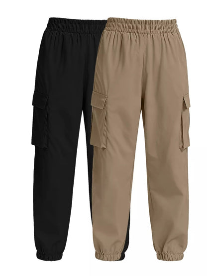 2 Piece Elastic Waist Cargo Pants - Rochelle's House LLC