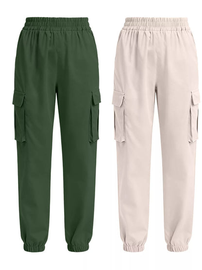 2 Piece Elastic Waist Cargo Pants - Rochelle's House LLC