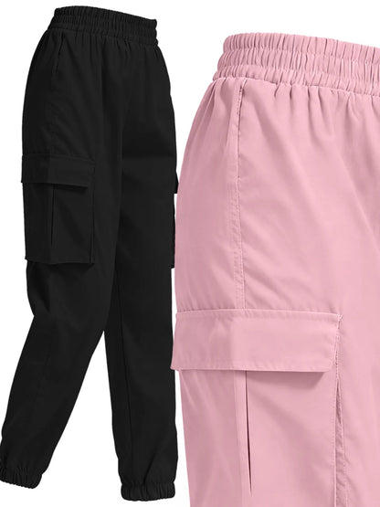 2 Piece Elastic Waist Cargo Pants - Rochelle's House LLC