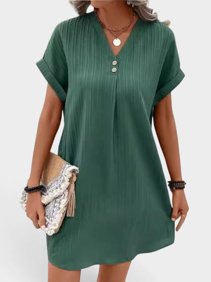 Full Size Casual V-Neck Short Sleeve Dress Plus Size