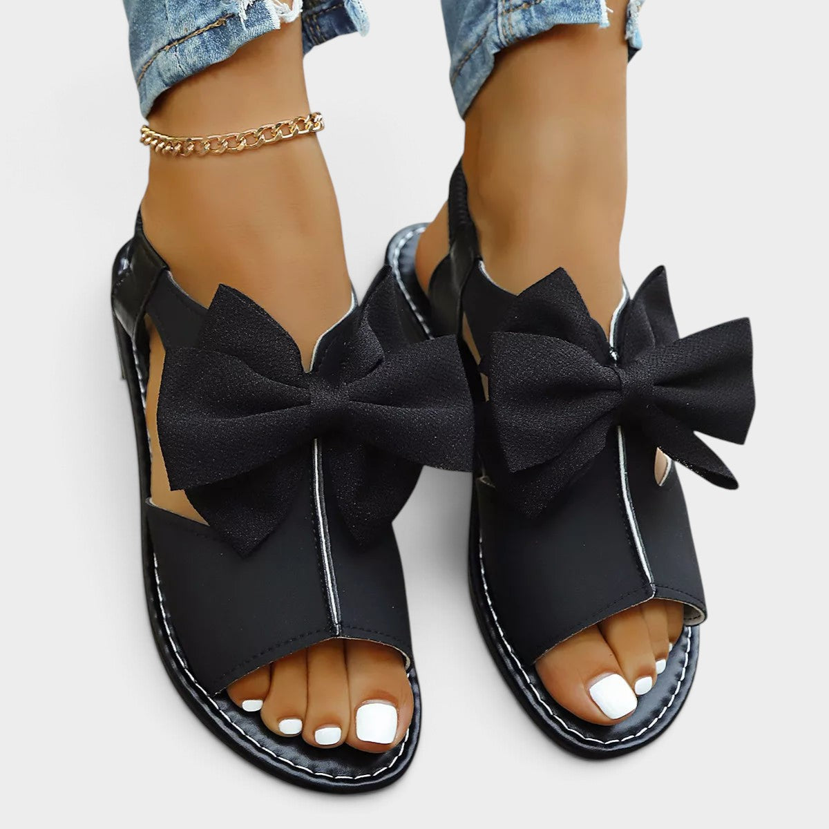 Open Toe Bow Sandals