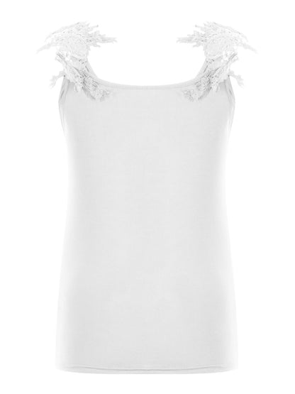 Full Size Lace Detail Scoop Neck Tank