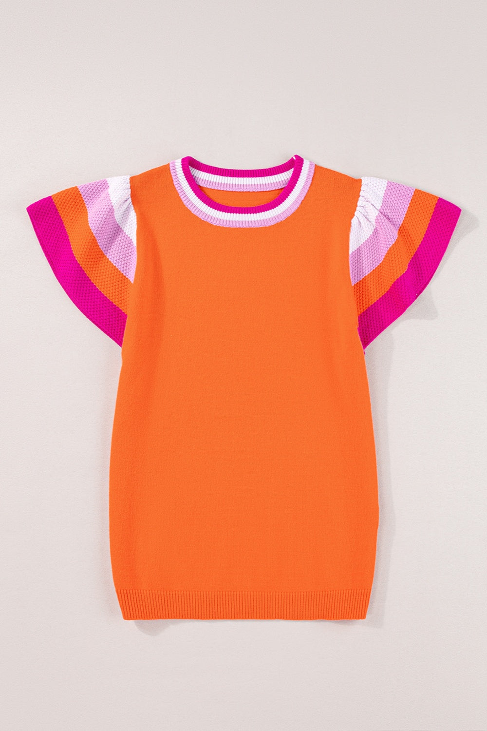 Color Block Round Neck Knit Top