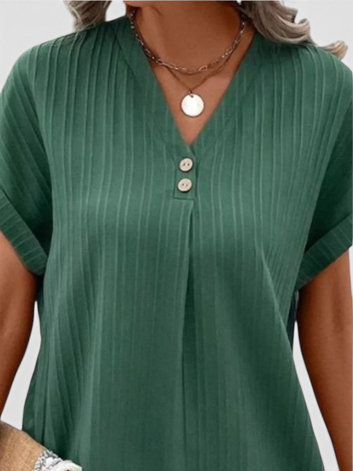 Full Size Casual V-Neck Short Sleeve Dress Plus Size