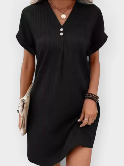 Full Size Casual V-Neck Short Sleeve Dress Plus Size