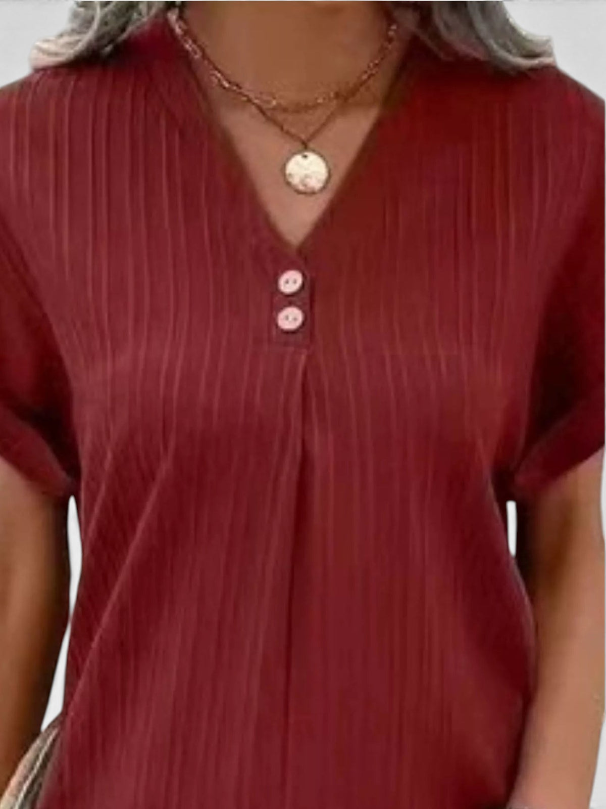 Full Size Casual V-Neck Short Sleeve Dress Plus Size