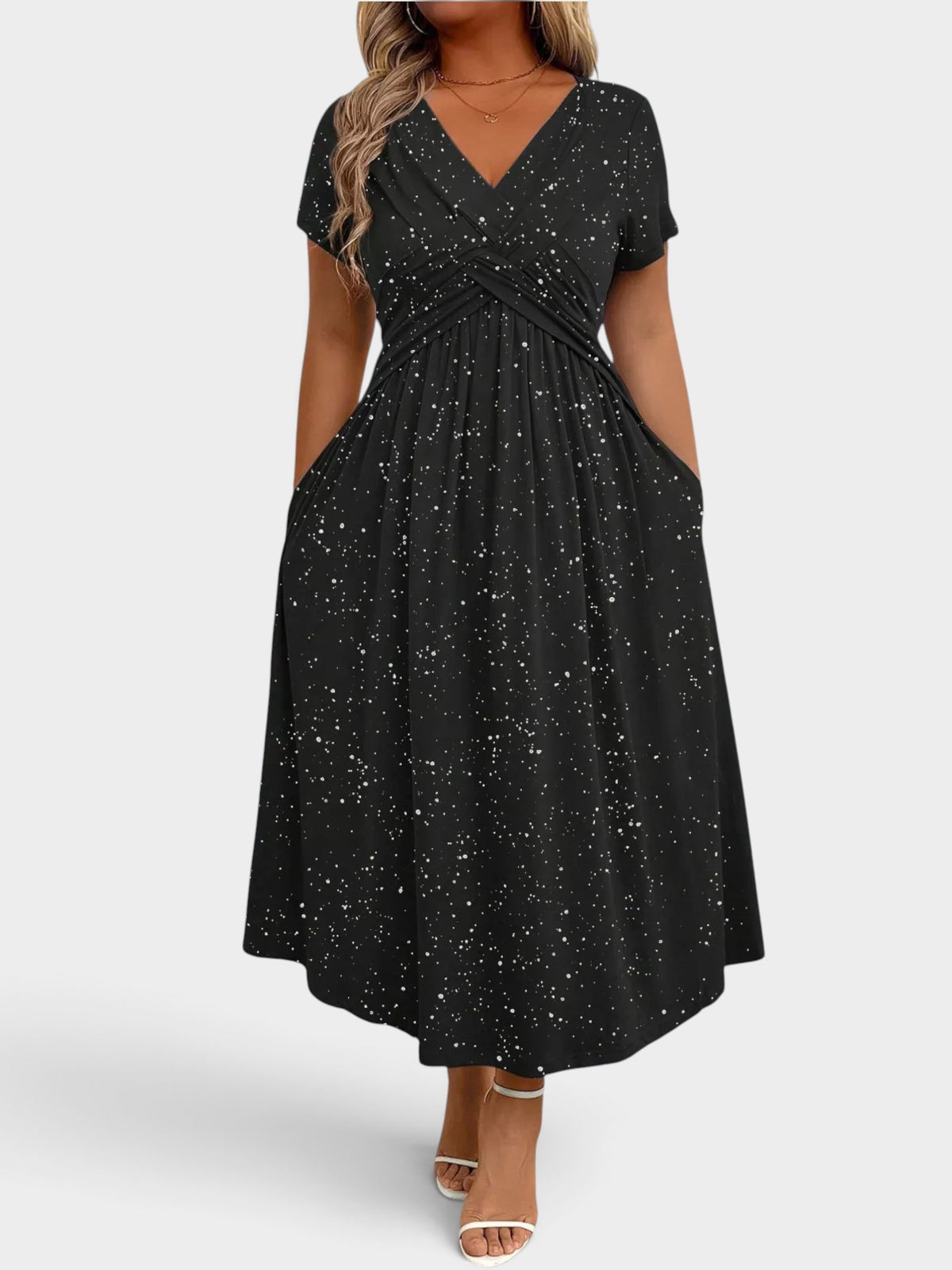 Full Size Glitter Flutter Sleeve Midi Dress Plus Size