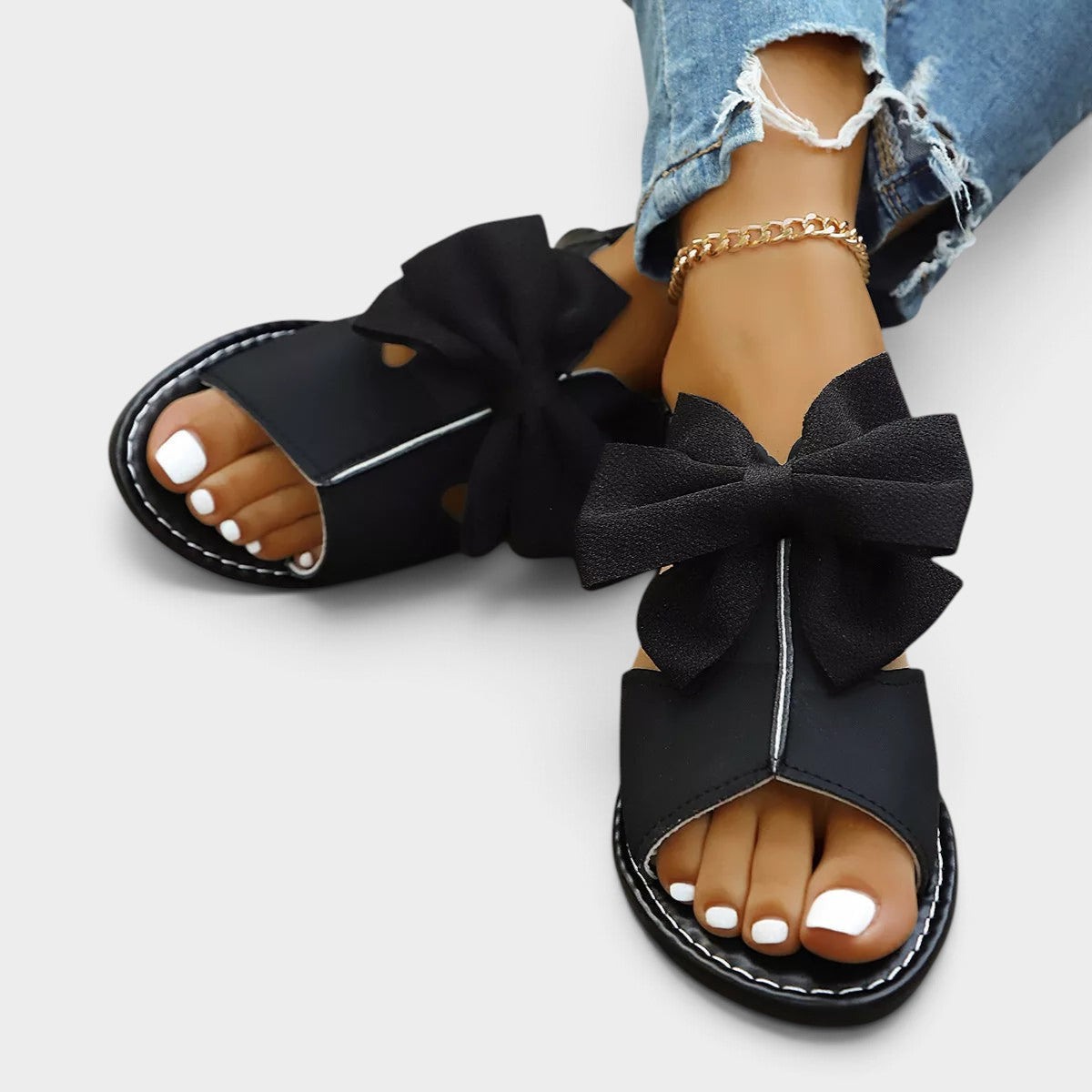 Open Toe Bow Sandals