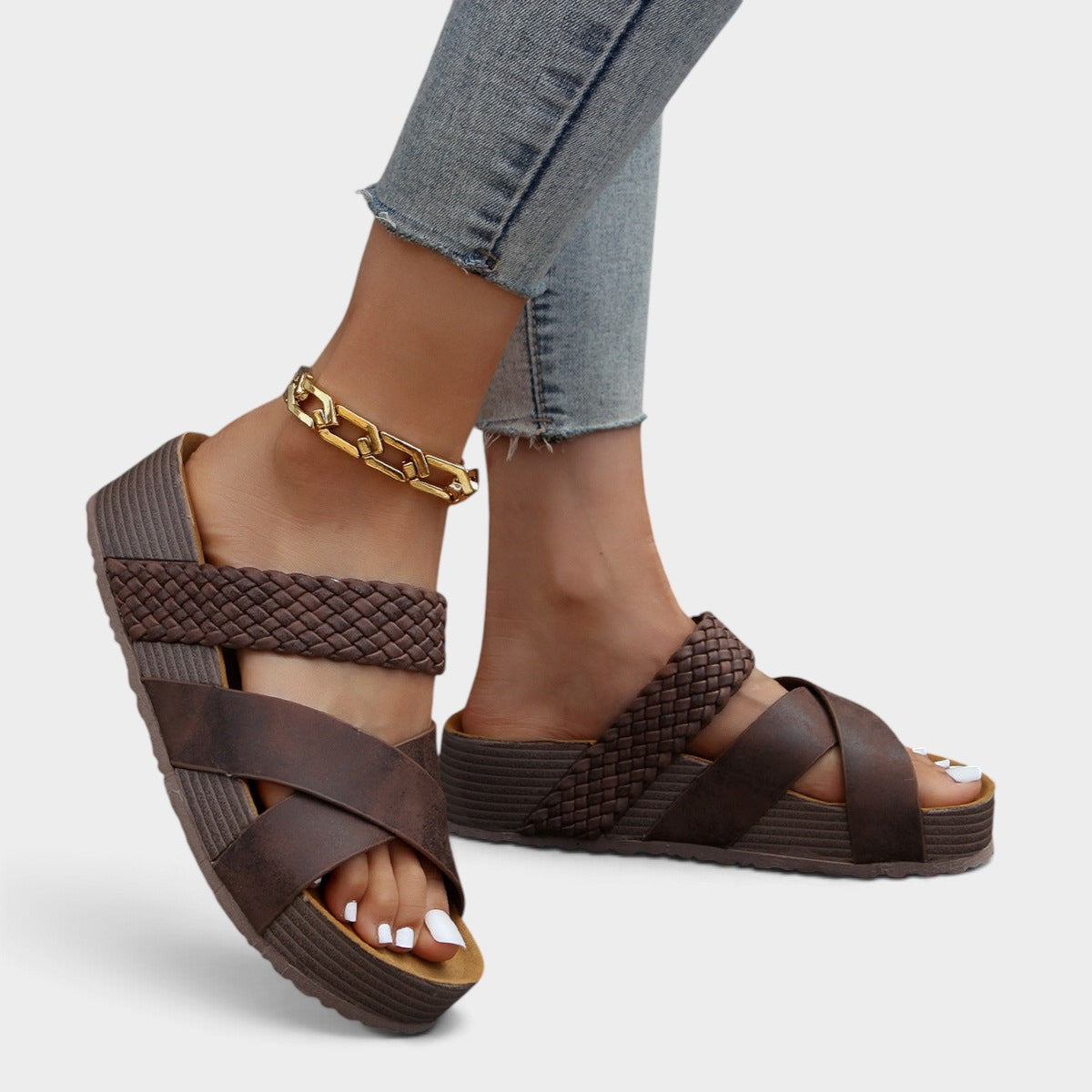 Braided Strap Platform Sandals