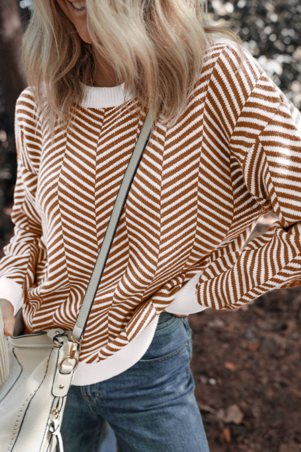 Striped Round Neck Long Sleeve Sweater