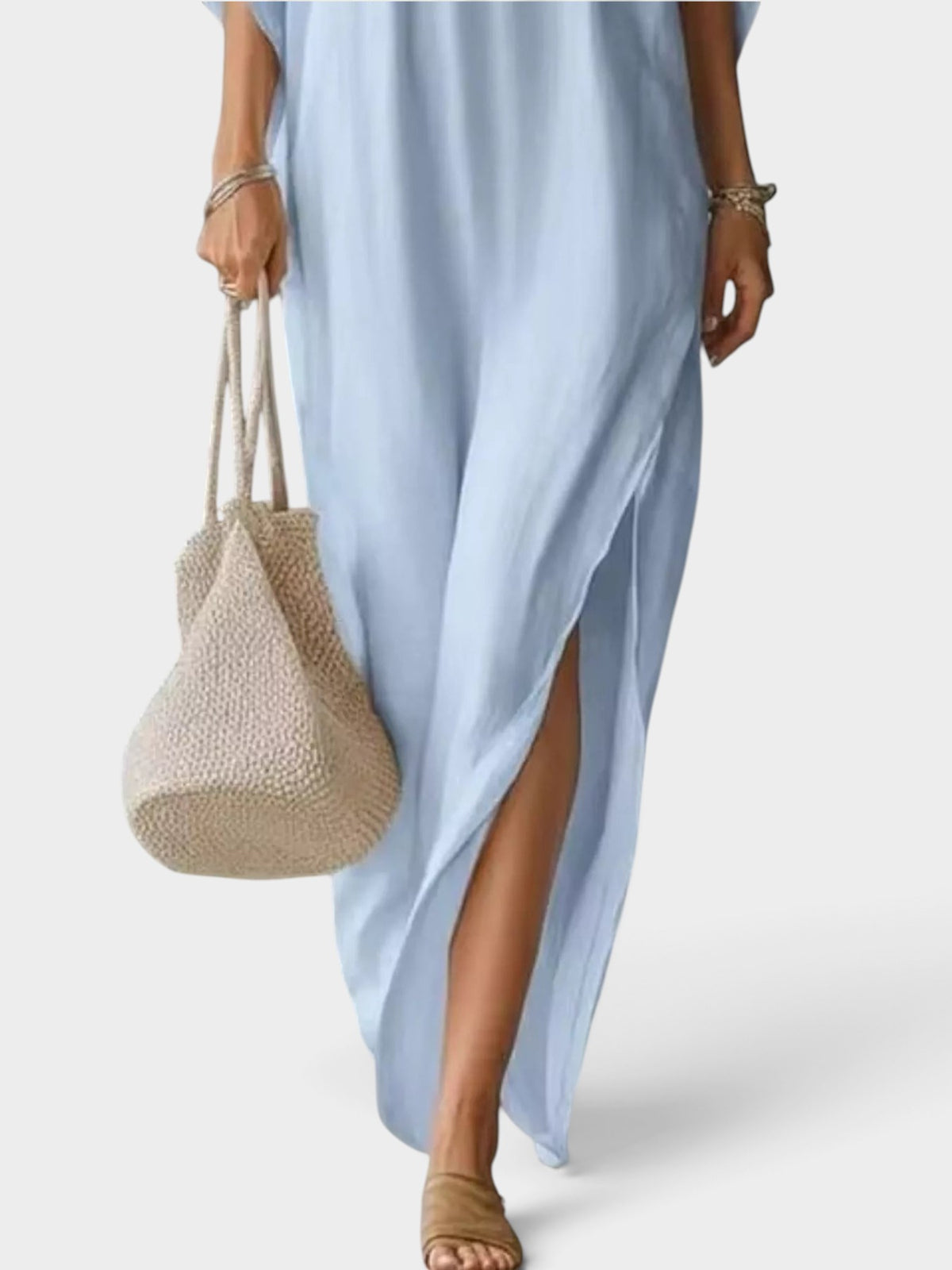 Full Size V-Neck Maxi Dress with Side Slits Plus Size