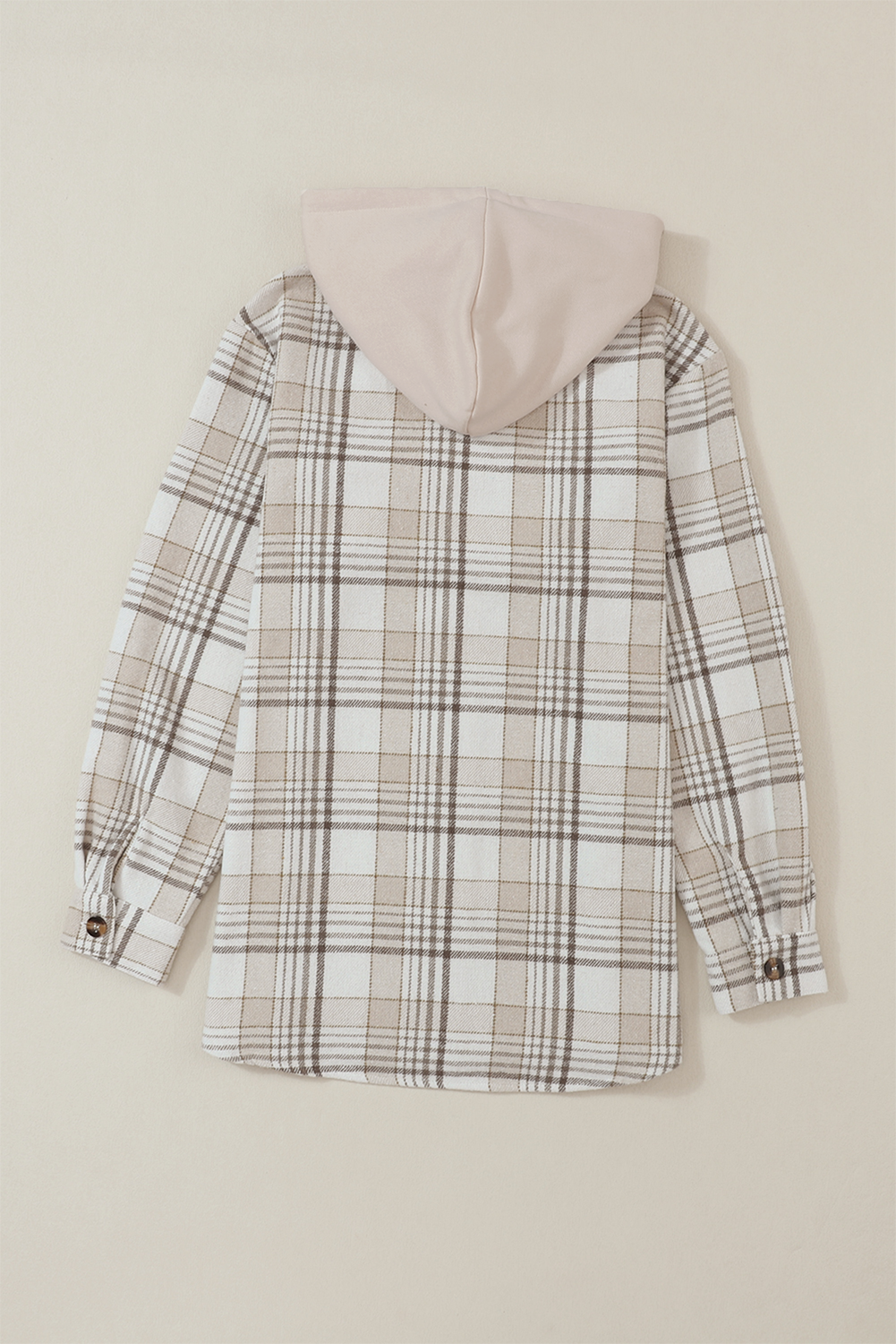 Plaid Removable Hood Button Up Shacket