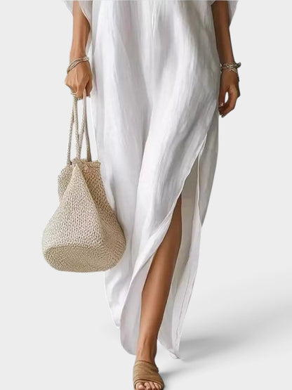 Full Size V-Neck Maxi Dress with Side Slits Plus Size