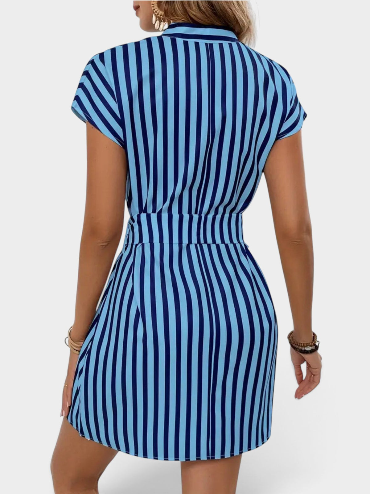 Striped Tie Waist Mini Dress