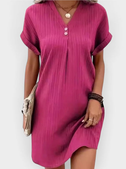Full Size Casual V-Neck Short Sleeve Dress Plus Size