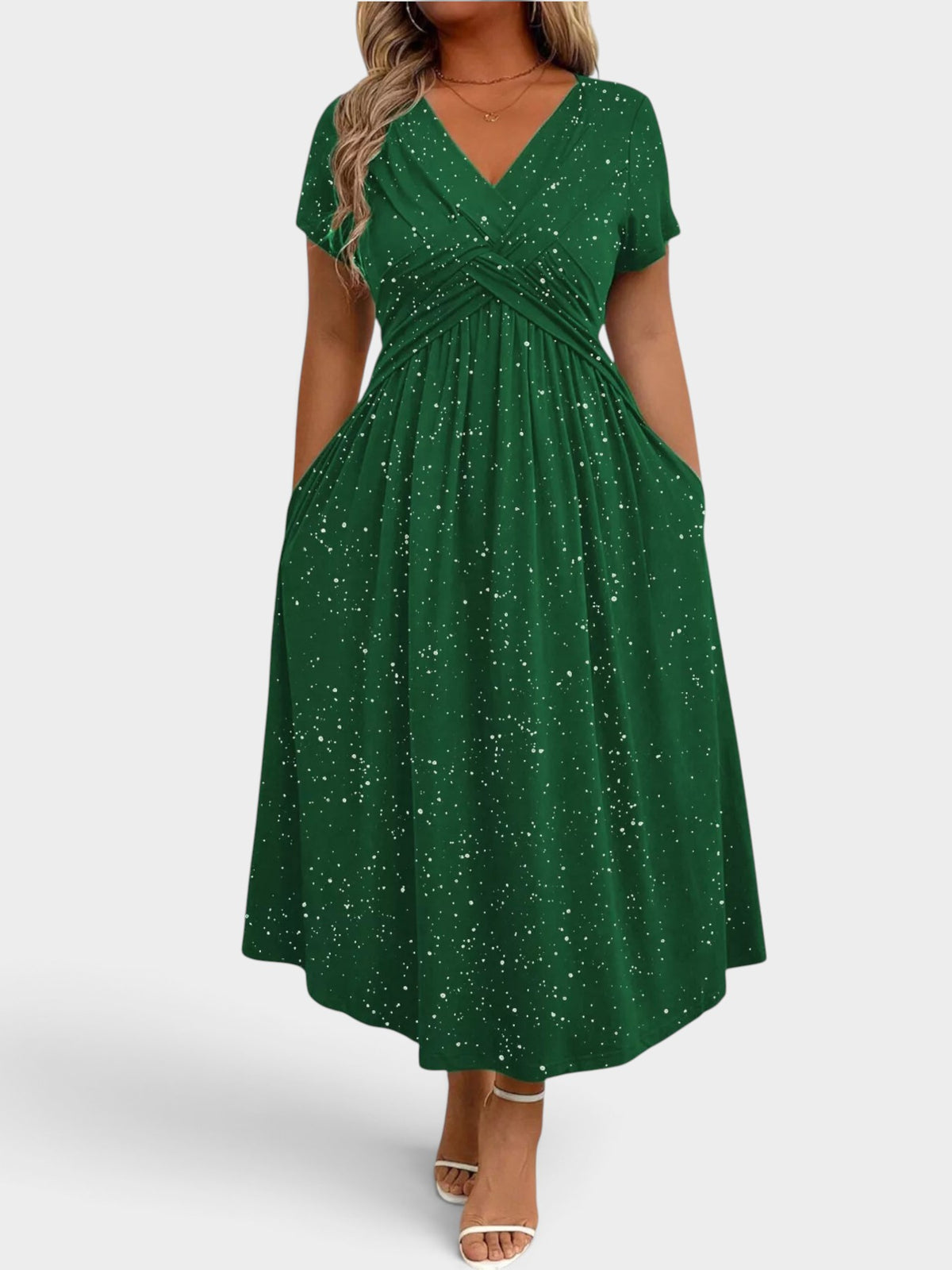 Full Size Glitter Flutter Sleeve Midi Dress Plus Size