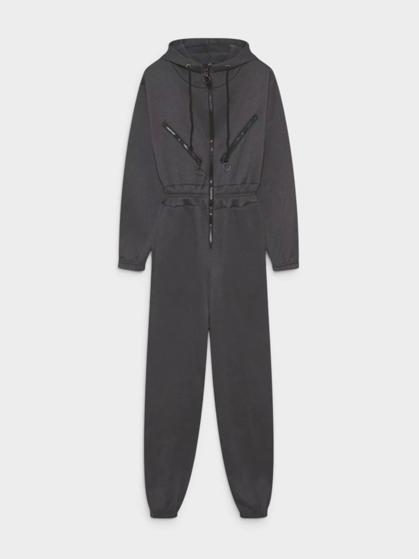 Hooded Zip-Up Long Sleeve Jumpsuit