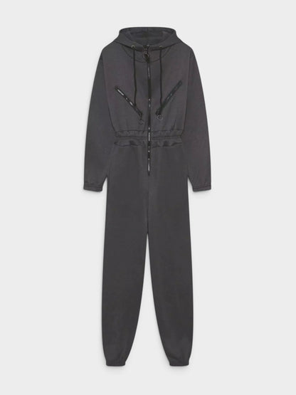 Hooded Zip-Up Long Sleeve Jumpsuit