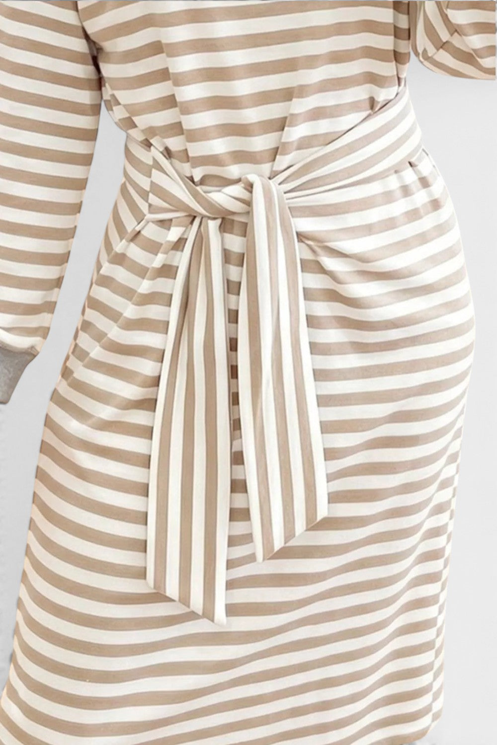 Stripe Striped Colorblock Cuffs Round Neck Long Sleeve Shift Dress
