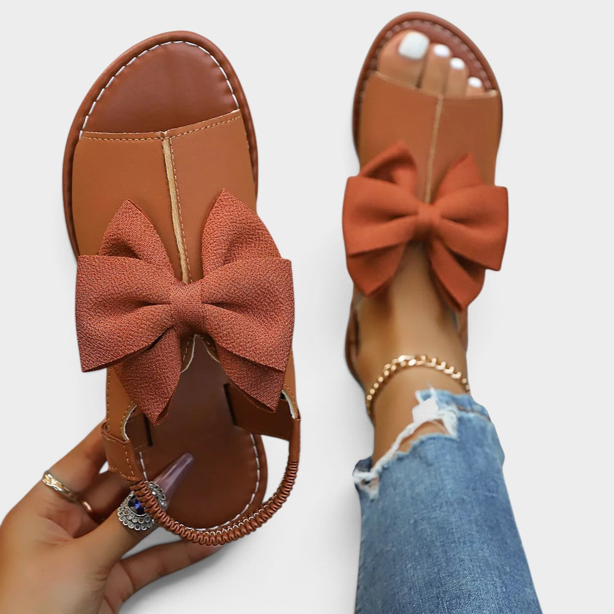 Open Toe Bow Sandals