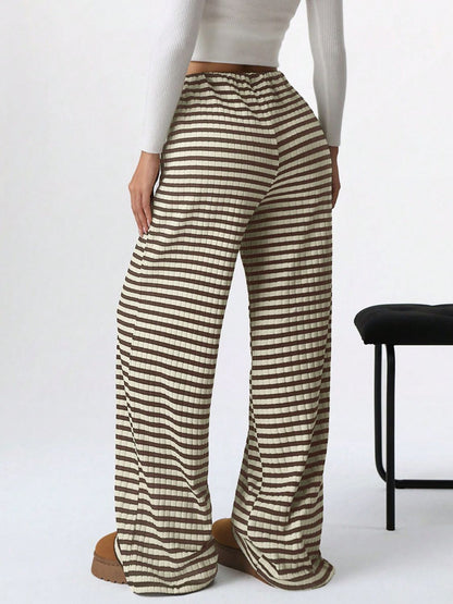 Tied Striped Wide Leg Pants