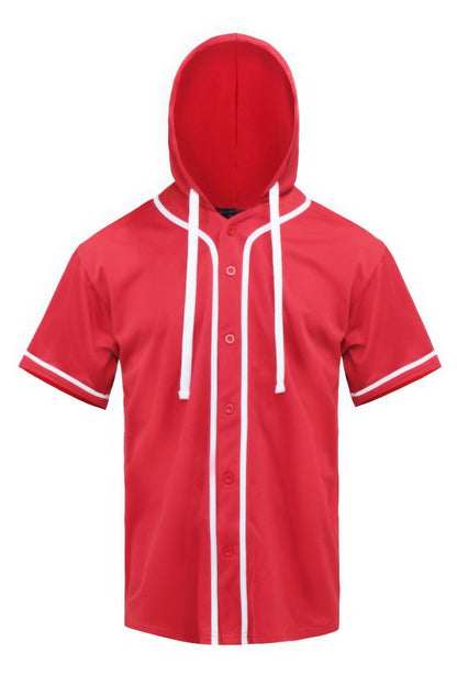 Red Hooded Baseball Jersey