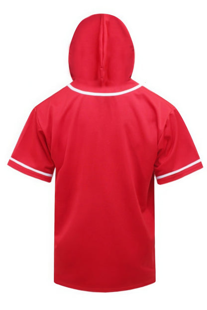 Red Hooded Baseball Jersey