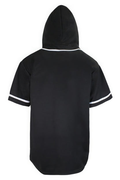 Black Hooded Baseball Jersey