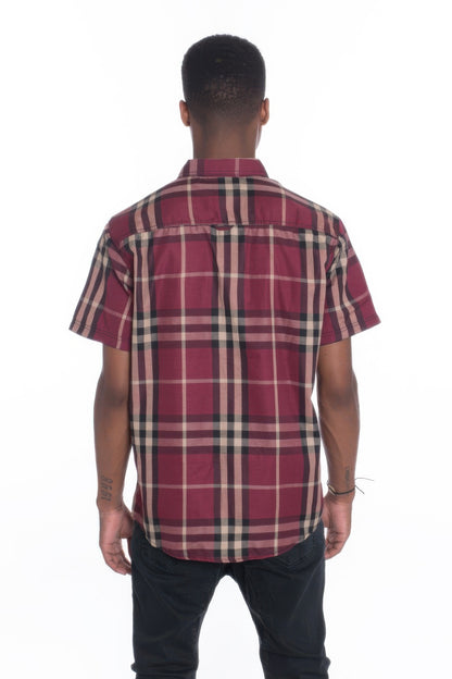 Men's Casual Short Sleeve Checker Shirts