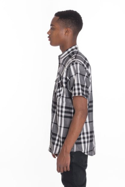 Men's Casual Short Sleeve Checker Shirts