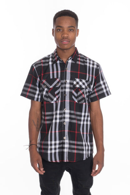 Men's Casual Short Sleeve Checker Shirts